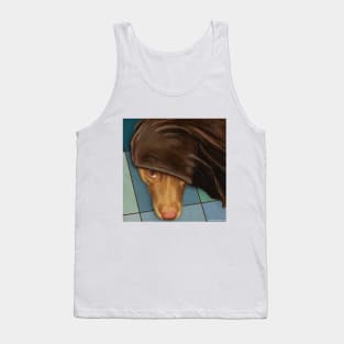 Painting of a Cute Red Nose Pitbull under a Blanket Tank Top